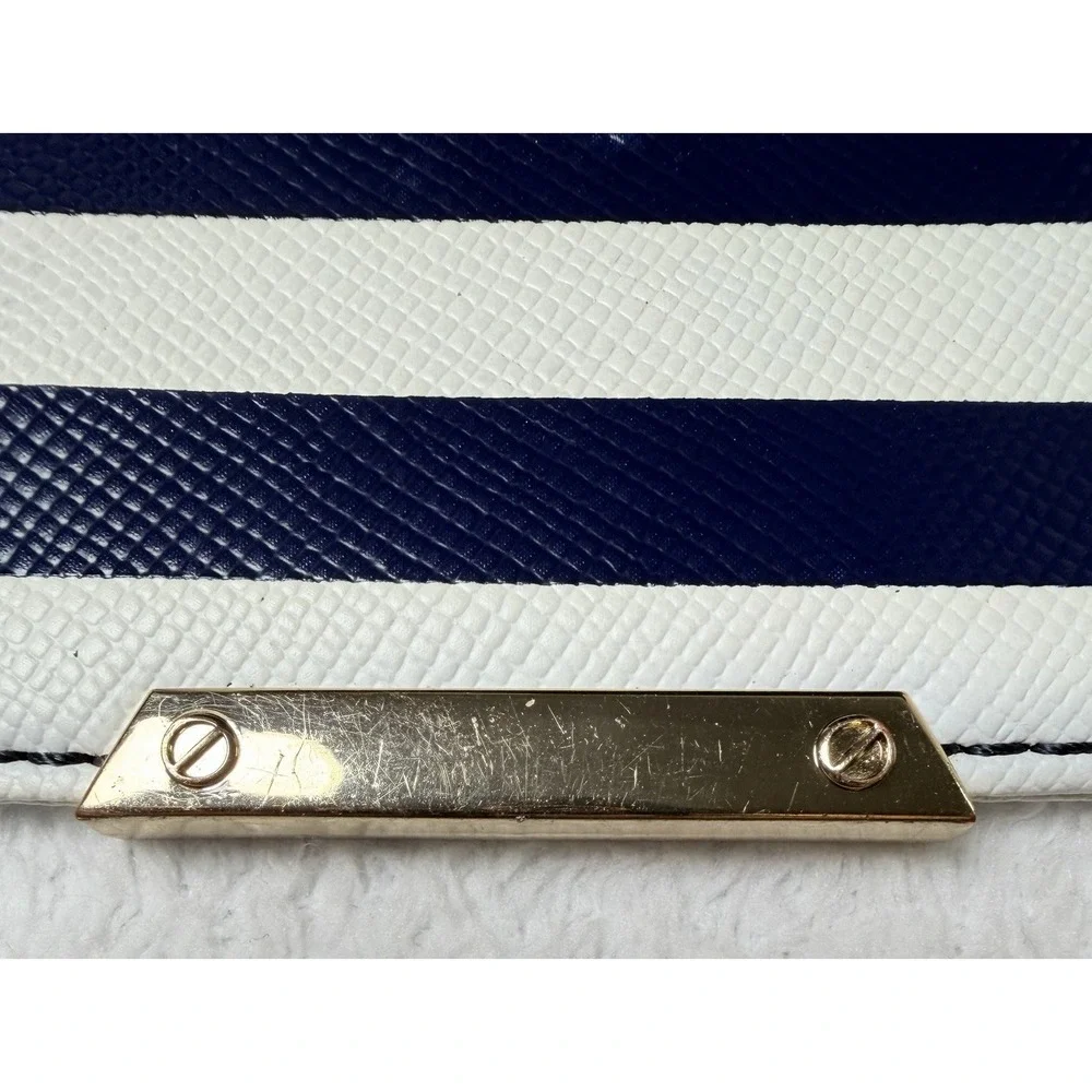 Aldo Card Holder Women OS Red Navy‎ White Striped Nautical Gold Hardware